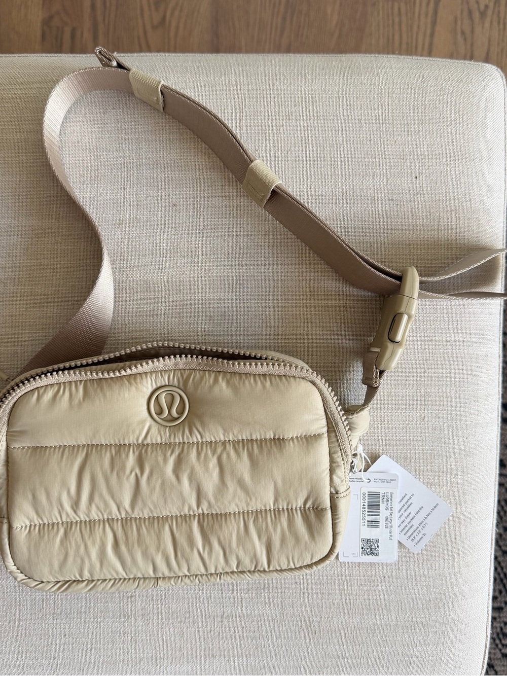 lululemon athletica large Neutral Beige Quilted Crossbody Belt Bag